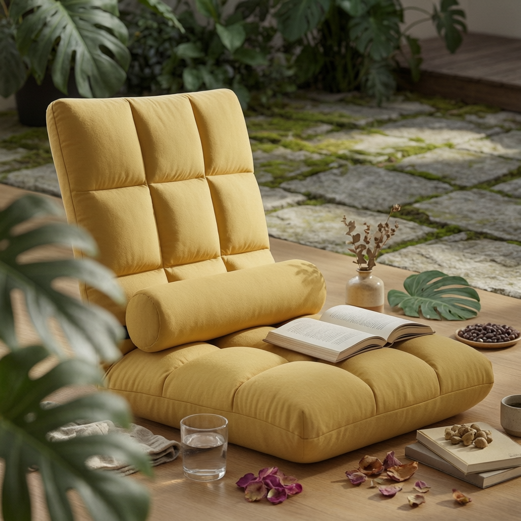 Office Furniture For Home - Padded Floor Lounge Chair Quilted Adjustable