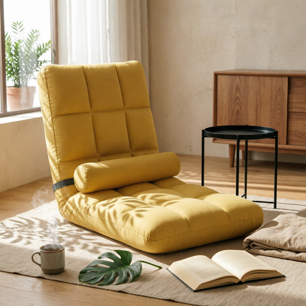 Office Furniture For Home - Padded Floor Lounge Chair Quilted Adjustable
