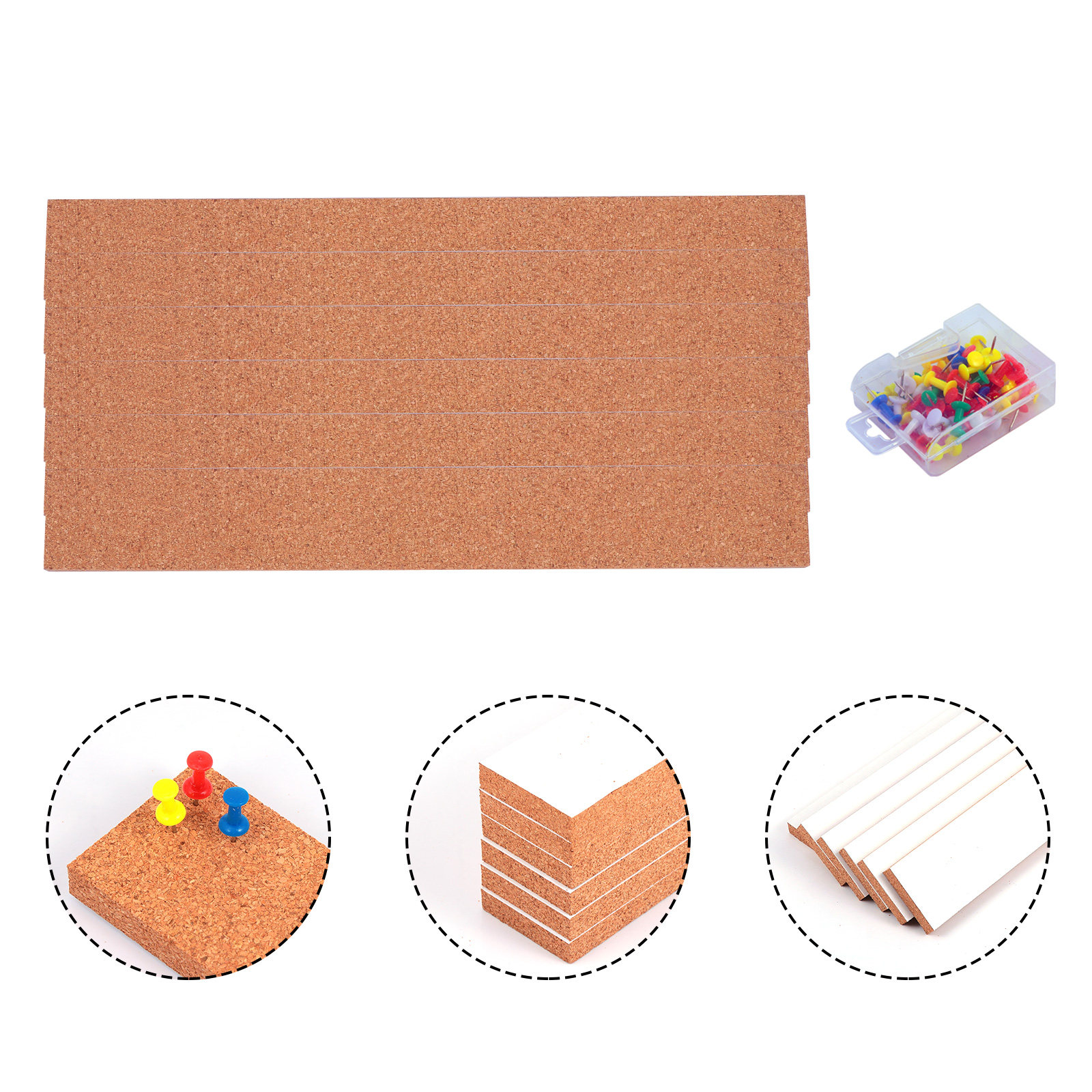 Bulletin Board Cork - 1Set Frameless Cork Board Strips Premium