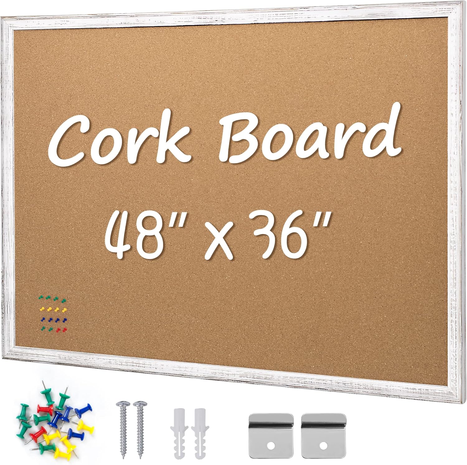 Bulletin Board Cork - Cork Bulletin Board 36x48, White Wood