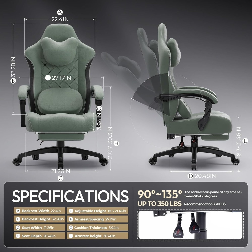 Office Furniture Direct - Big and Tall Fabric Gaming Chair