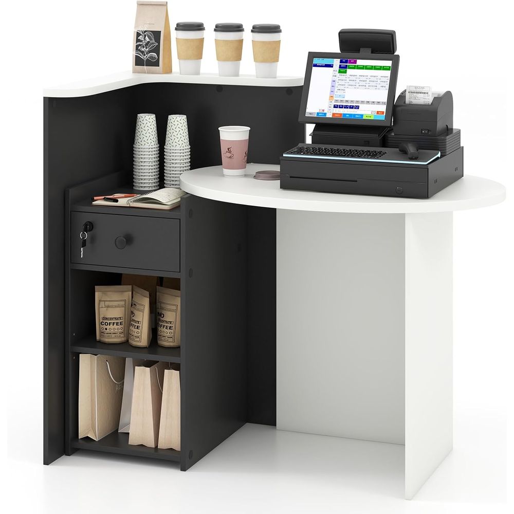 Office Furniture Store - Front Counter Desk with Lockable Drawer,