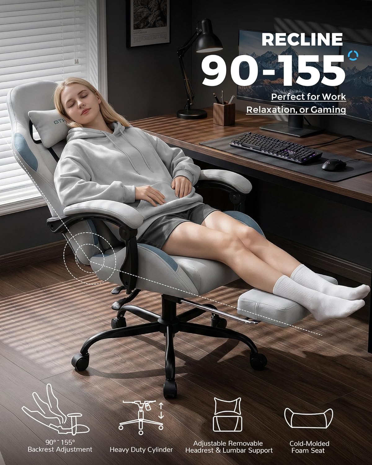 Gaming Chair Fabric with Pocke – обзор и цена Office Footrest Cushion