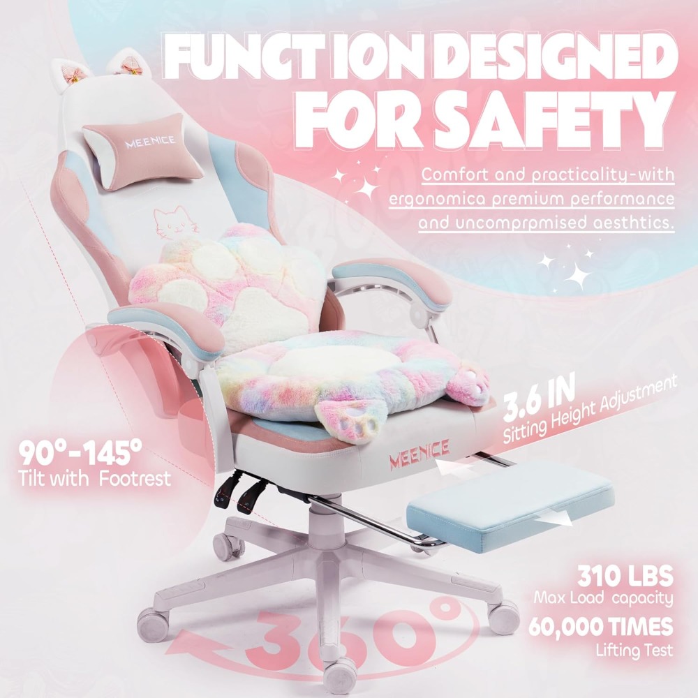 Gaming Chair Cute with Cat Ear – обзор и цена Office Footrest Cushion