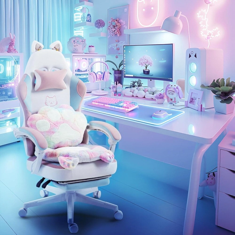 Gaming Chair Cute with Cat Ear – обзор и цена Office Footrest Cushion