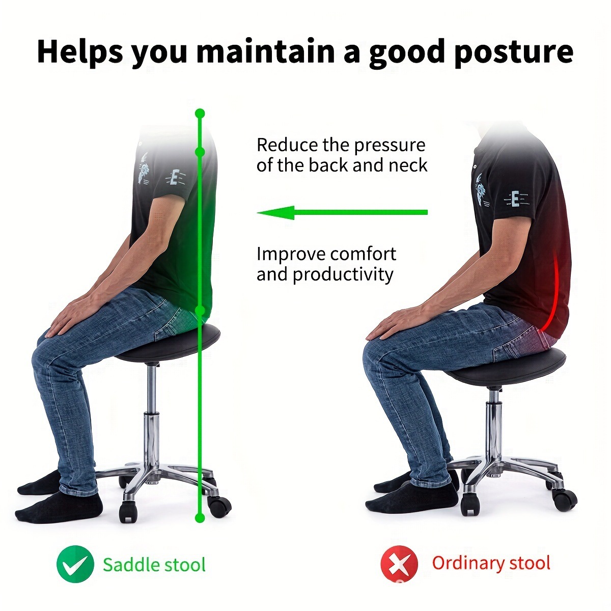 Saddle Stool Rolling Swivel SP – обзор и цена Office Furniture Ergonomic